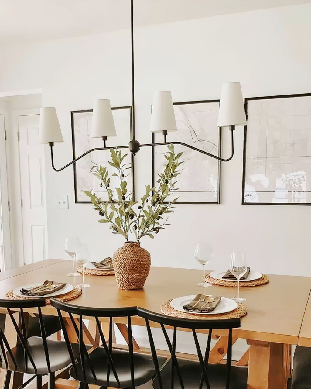 Lustra Chandelier Brass Curved Beige Linear