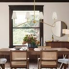 Lustra Chandelier Brass Curved Beige Linear