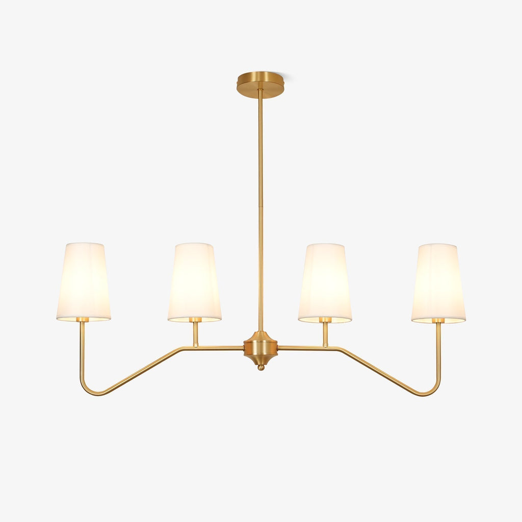 Lustra Chandelier Brass Curved Beige Linear