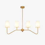 Lustra Chandelier Brass Curved Beige Linear