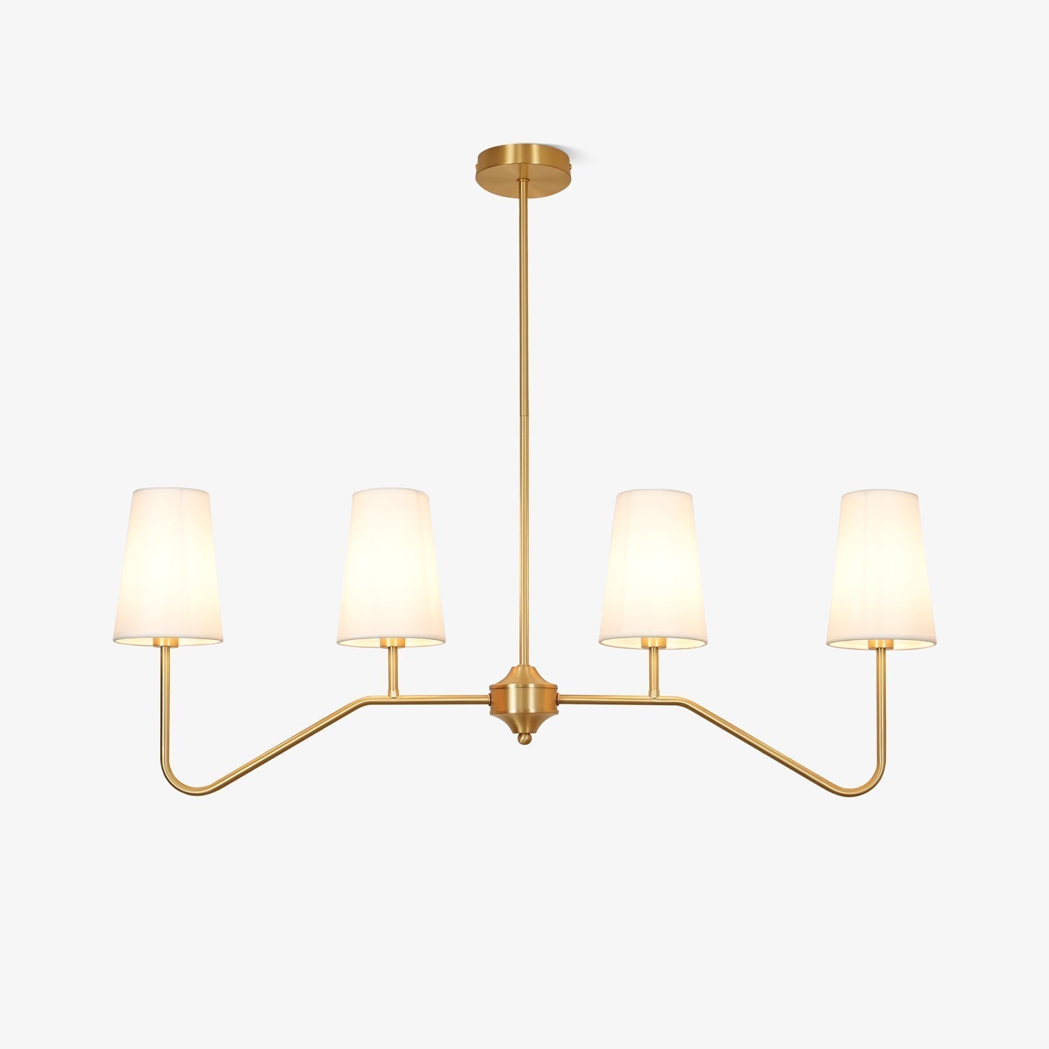 Lustra Chandelier Brass Curved Beige Linear