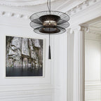 Chandelier Sculptural Layered Wire Frame Statement Bold Modern Centerpiece