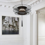 Chandelier Sculptural Layered Wire Frame Statement Bold Modern Centerpiece