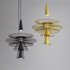 Chandelier Sculptural Layered Wire Frame Statement Bold Modern Centerpiece