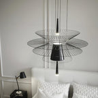 Chandelier Sculptural Layered Wire Frame Statement Bold Modern Centerpiece