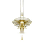 Chandelier Sculptural Layered Wire Frame Statement Bold Modern Centerpiece