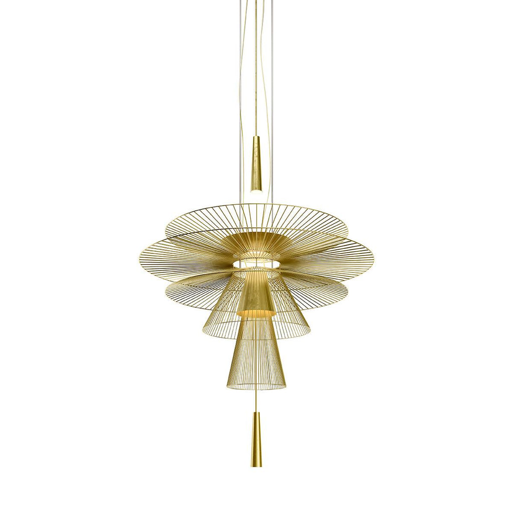 Chandelier Sculptural Layered Wire Frame Statement Bold Modern Centerpiece