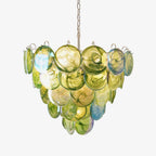 Aurora Chandelier Green Murano Glass Disc