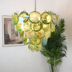 Aurora Chandelier Green Murano Glass Disc
