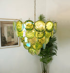 Aurora Chandelier Green Murano Glass Disc