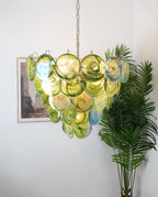 Aurora Chandelier Green Murano Glass Disc