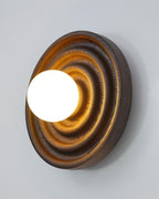 Wall Lamp Ripple with Ash Wood Body and Glass Globe Shade
