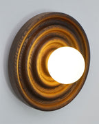 Wall Lamp Ripple with Ash Wood Body and Glass Globe Shade