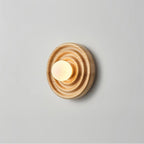 Wall Lamp Ripple with Ash Wood Body and Glass Globe Shade