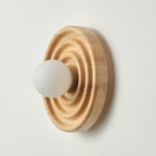 Wall Lamp Ripple with Ash Wood Body and Glass Globe Shade
