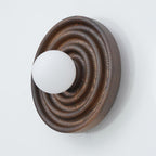 Wall Lamp Ripple with Ash Wood Body and Glass Globe Shade