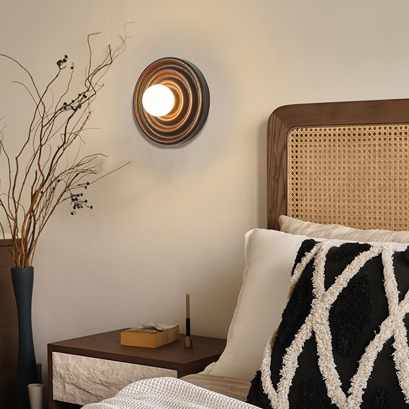 Wall Lamp Ripple with Ash Wood Body and Glass Globe Shade