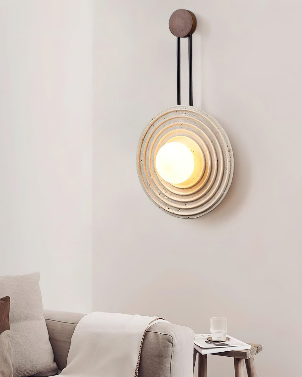 Isoror Wall Light in Travertine Ring Spirale - Kingsley Beaumont