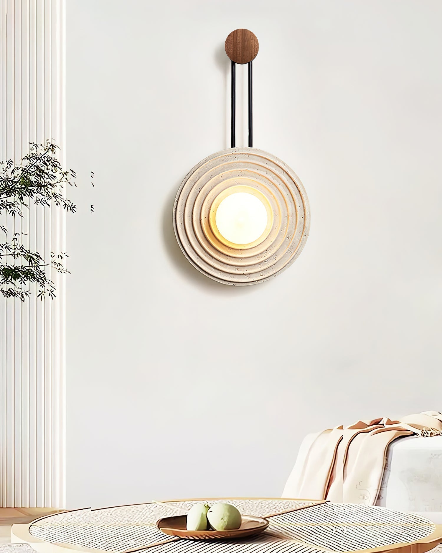 Isoror Wall Light in Travertine Ring Spirale - Kingsley Beaumont