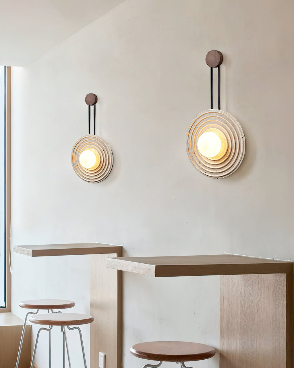 Isoror Wall Light in Travertine Ring Spirale - Kingsley Beaumont