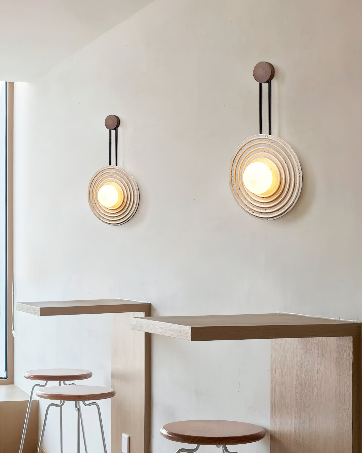 Isoror Wall Light in Travertine Ring Spirale - Kingsley Beaumont