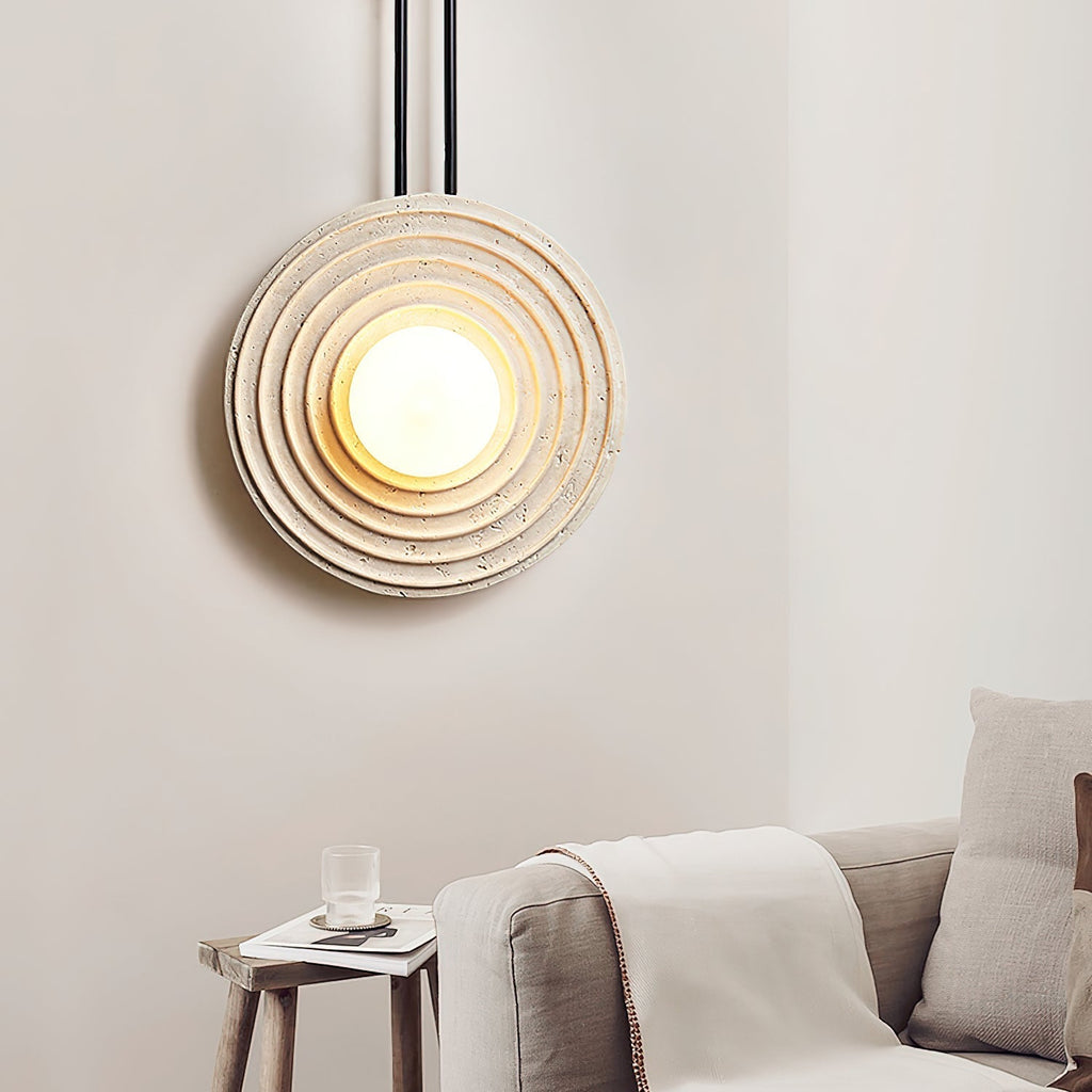 Isoror Wall Light in Travertine Ring Spirale - Kingsley Beaumont