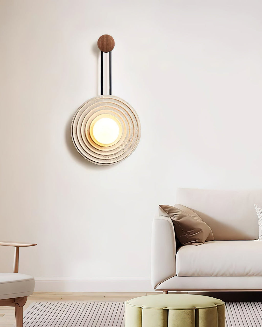 Isoror Wall Light in Travertine Ring Spirale - Kingsley Beaumont