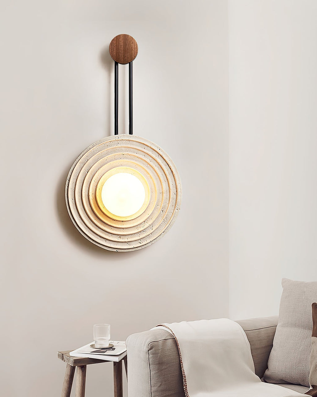 Isoror Wall Light in Travertine Ring Spirale - Kingsley Beaumont