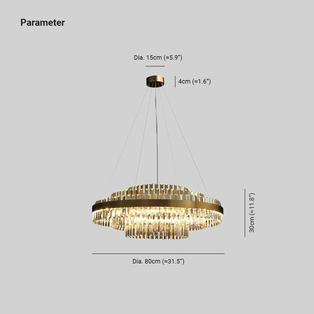 Kristy Modern Tiered Crystal LED Chandelier in Brass Living Room