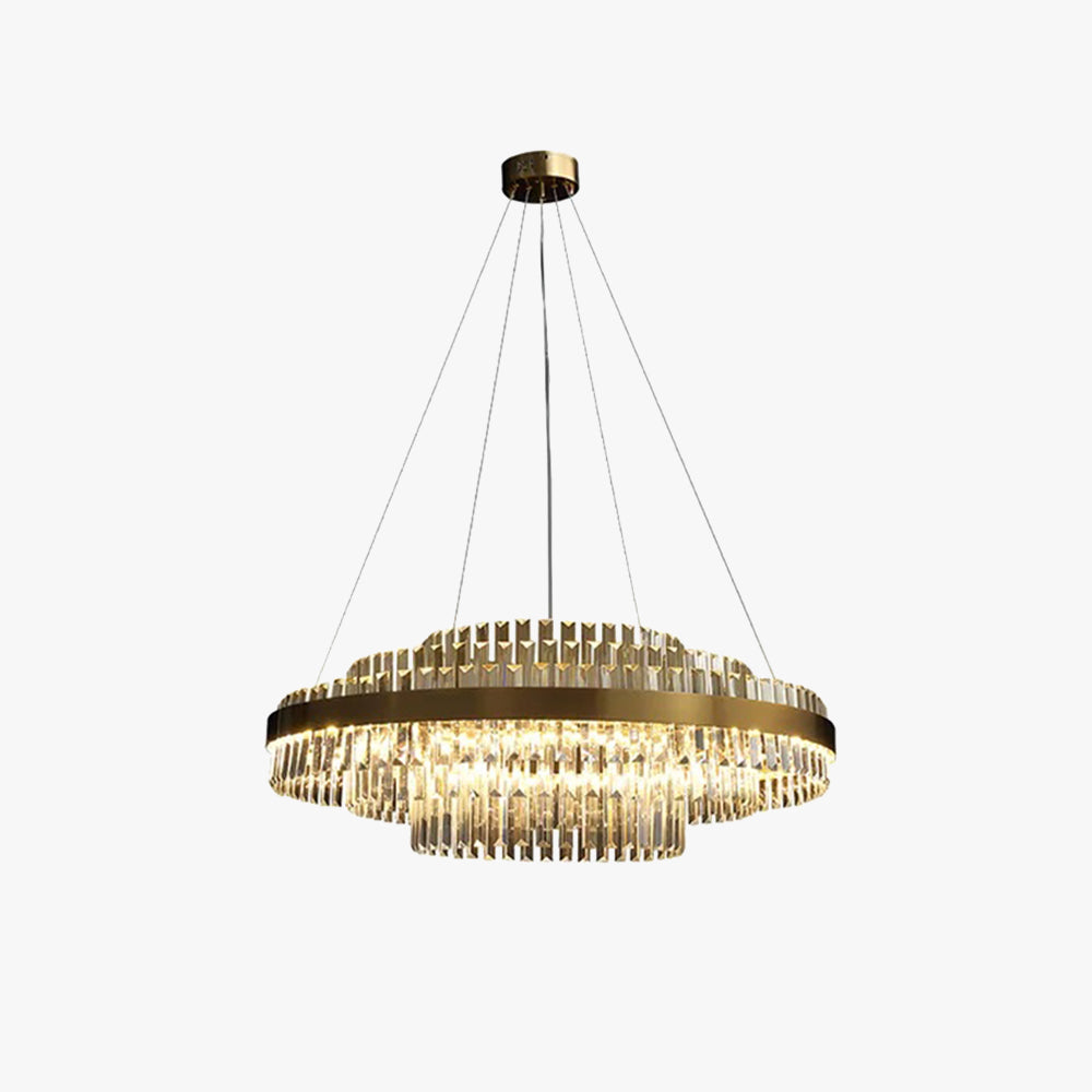 Kristy Modern Tiered Crystal LED Chandelier in Brass Living Room