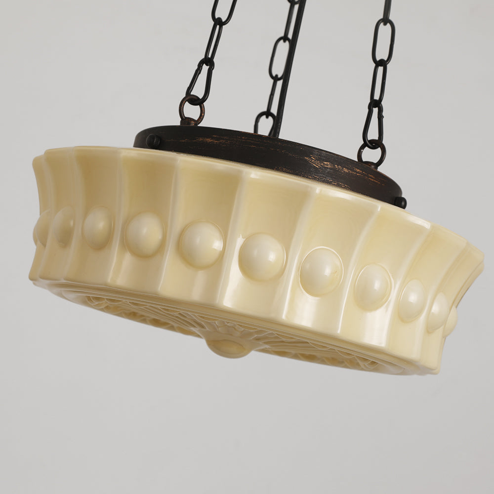 Valentina Vintage French Country Dome Pendant Light, White/Beige