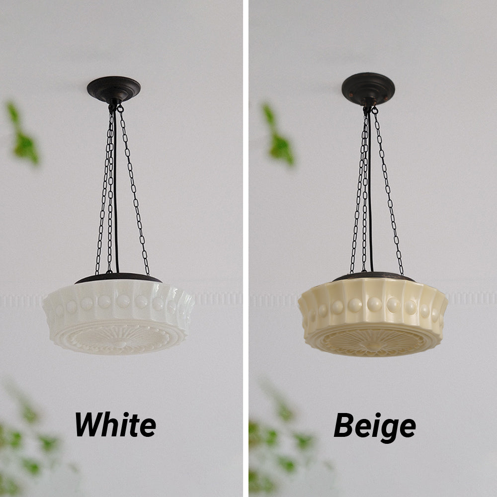Valentina Vintage French Country Dome Pendant Light, White/Beige
