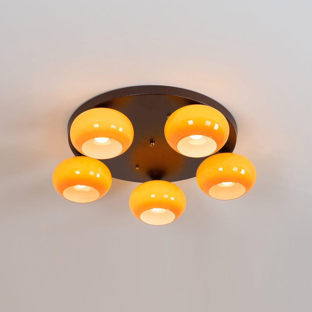 Aurevo 5-Light Amber Glass Flush Mount Ceiling Light