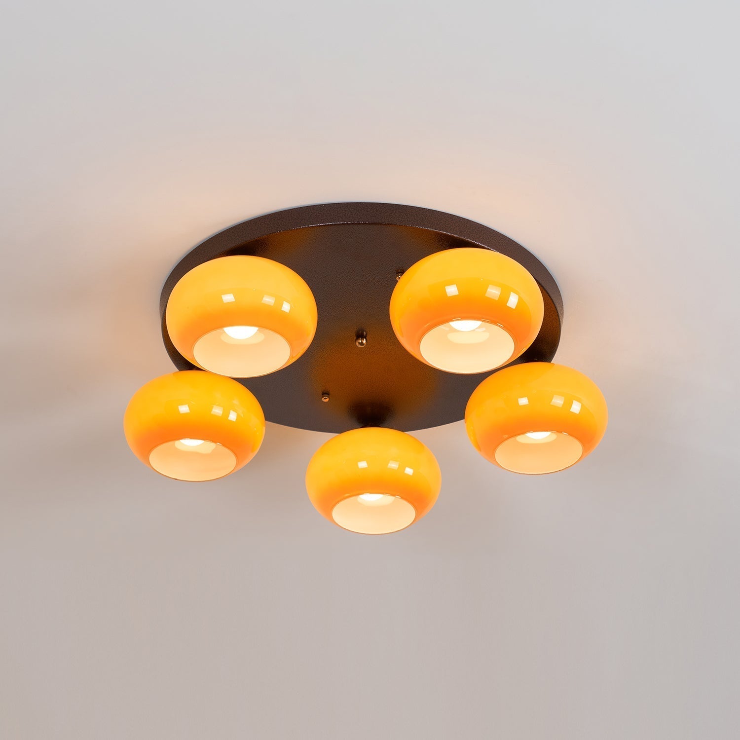 Aurevo 5-Light Amber Glass Flush Mount Ceiling Light
