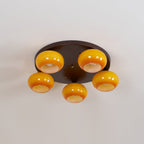Aurevo 5-Light Amber Glass Flush Mount Ceiling Light