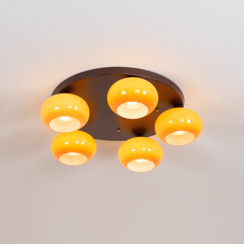 Aurevo 5-Light Amber Glass Flush Mount Ceiling Light