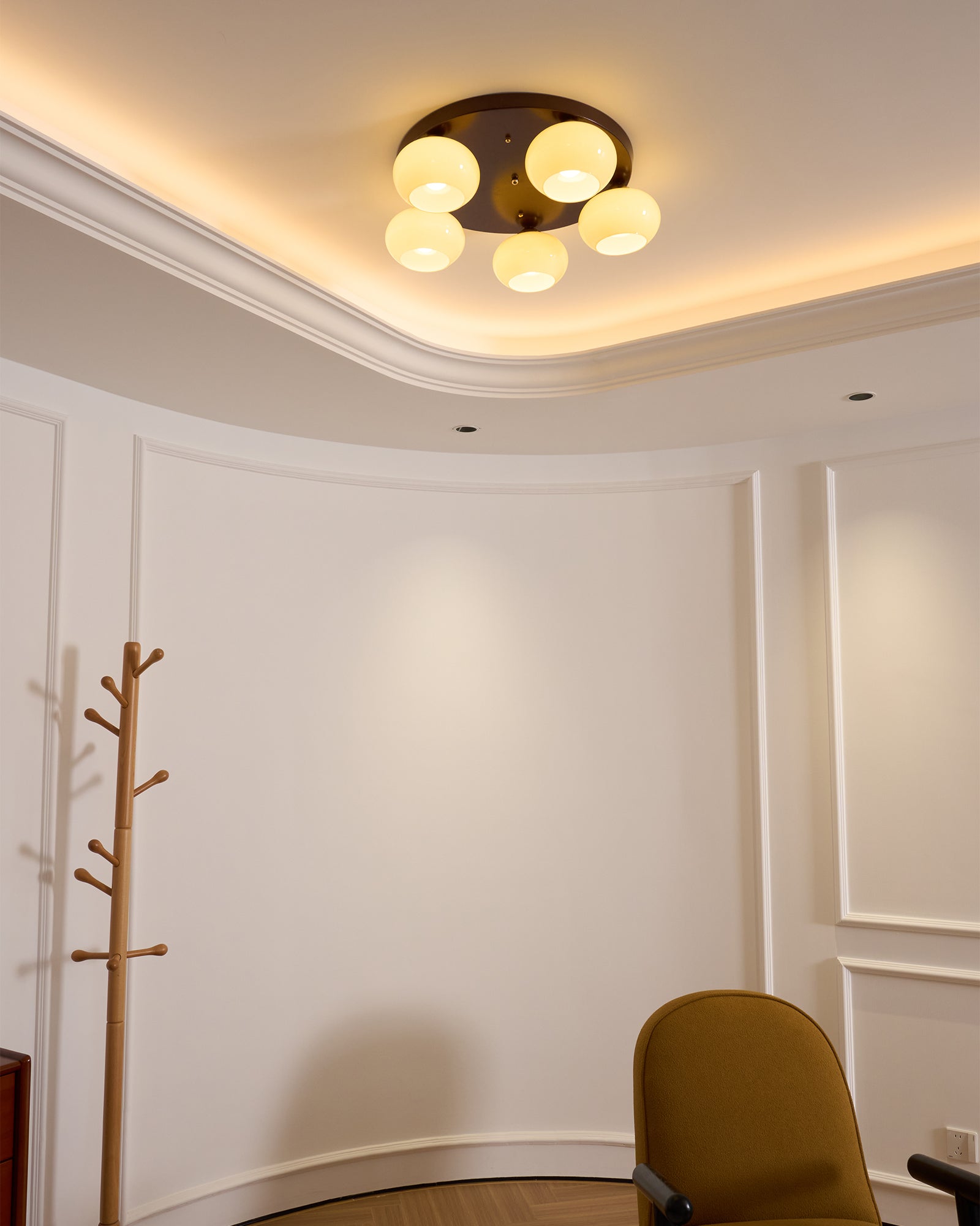Aurevo 5-Light Amber Glass Flush Mount Ceiling Light