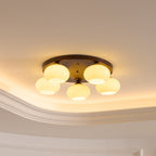Aurevo 5-Light Amber Glass Flush Mount Ceiling Light