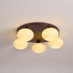 Aurevo 5-Light Amber Glass Flush Mount Ceiling Light