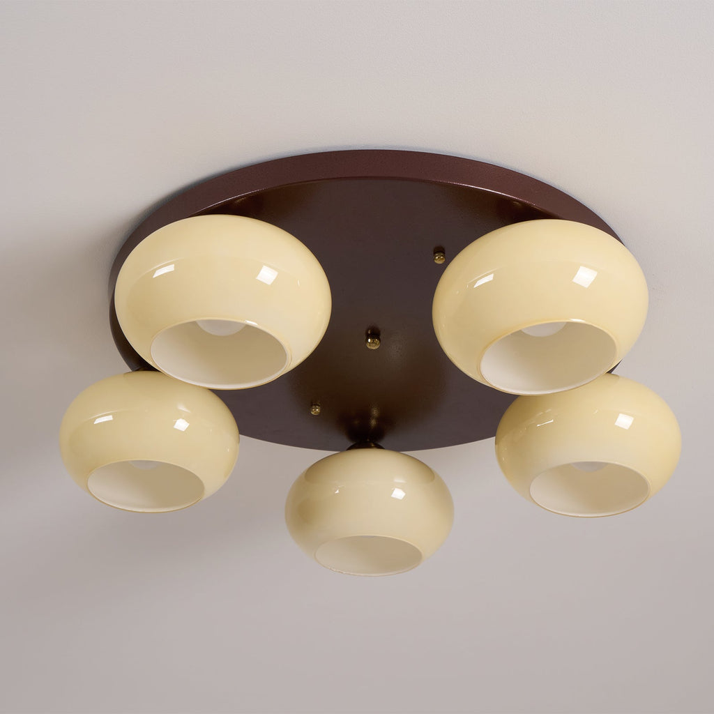 Aurevo 5-Light Amber Glass Flush Mount Ceiling Light