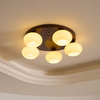 Aurevo 5-Light Amber Glass Flush Mount Ceiling Light