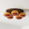Aurevo 5-Light Amber Glass Flush Mount Ceiling Light