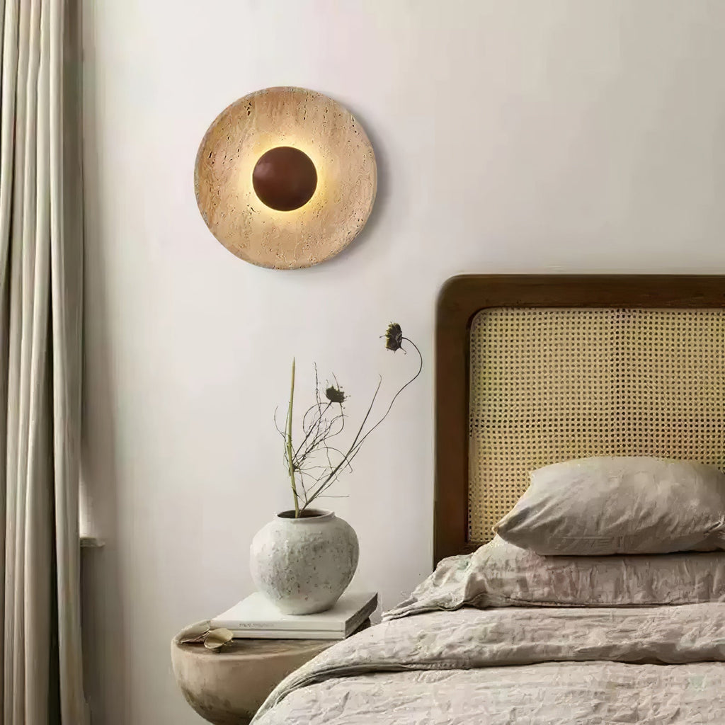 Aveny Sun Travertine Wall Lamp