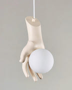 Pendant Light Hand Sculpture Wood Grip  Globe
