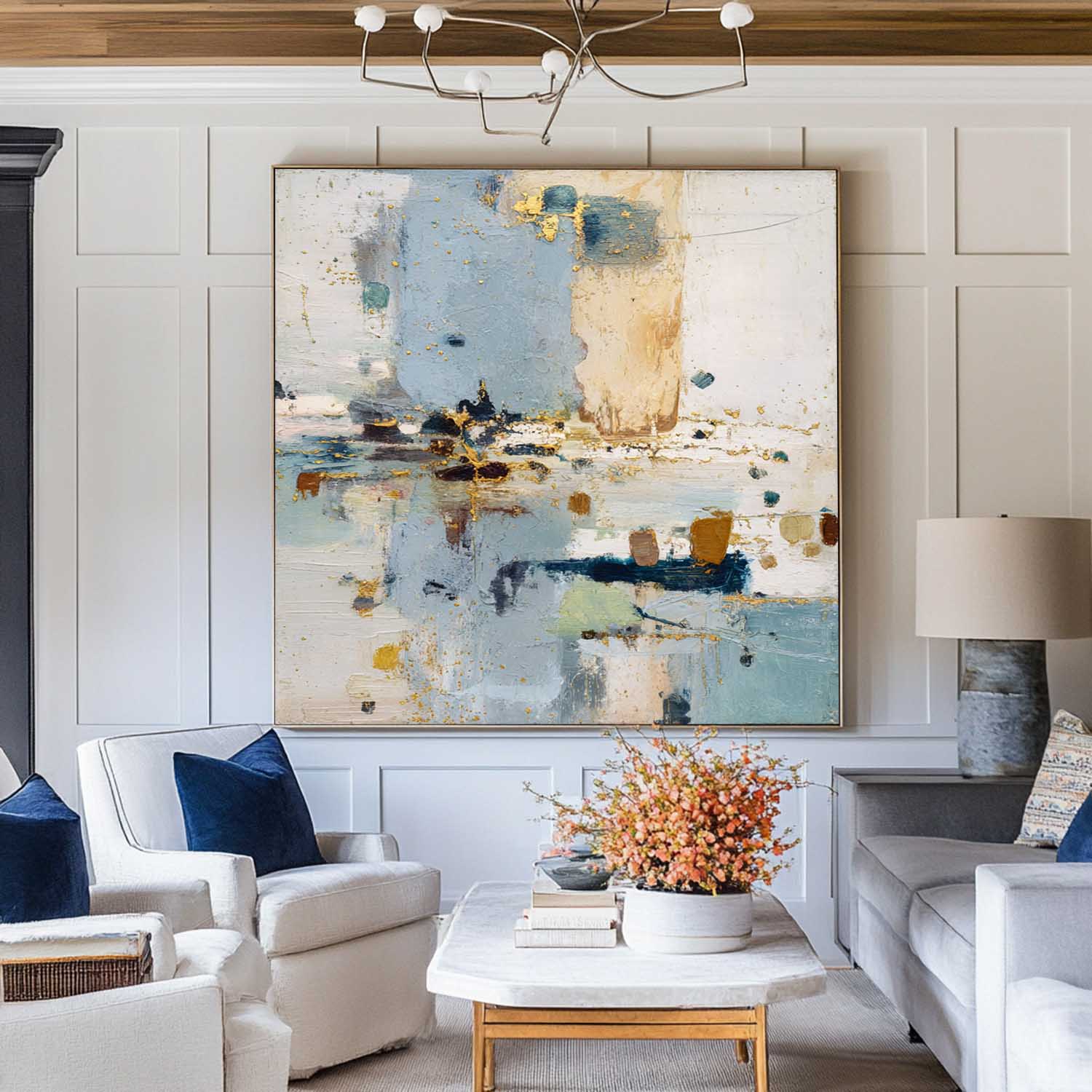 Luxury Abstract Oil Painting Gold Leaf