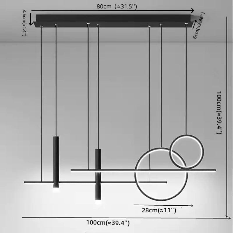 Arisha Modern Pendant Light LED, Double Circle, Gold/Black