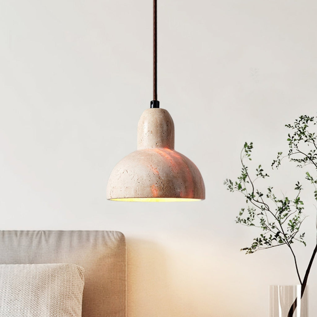 Ritta Travertine Dome Pendant Light