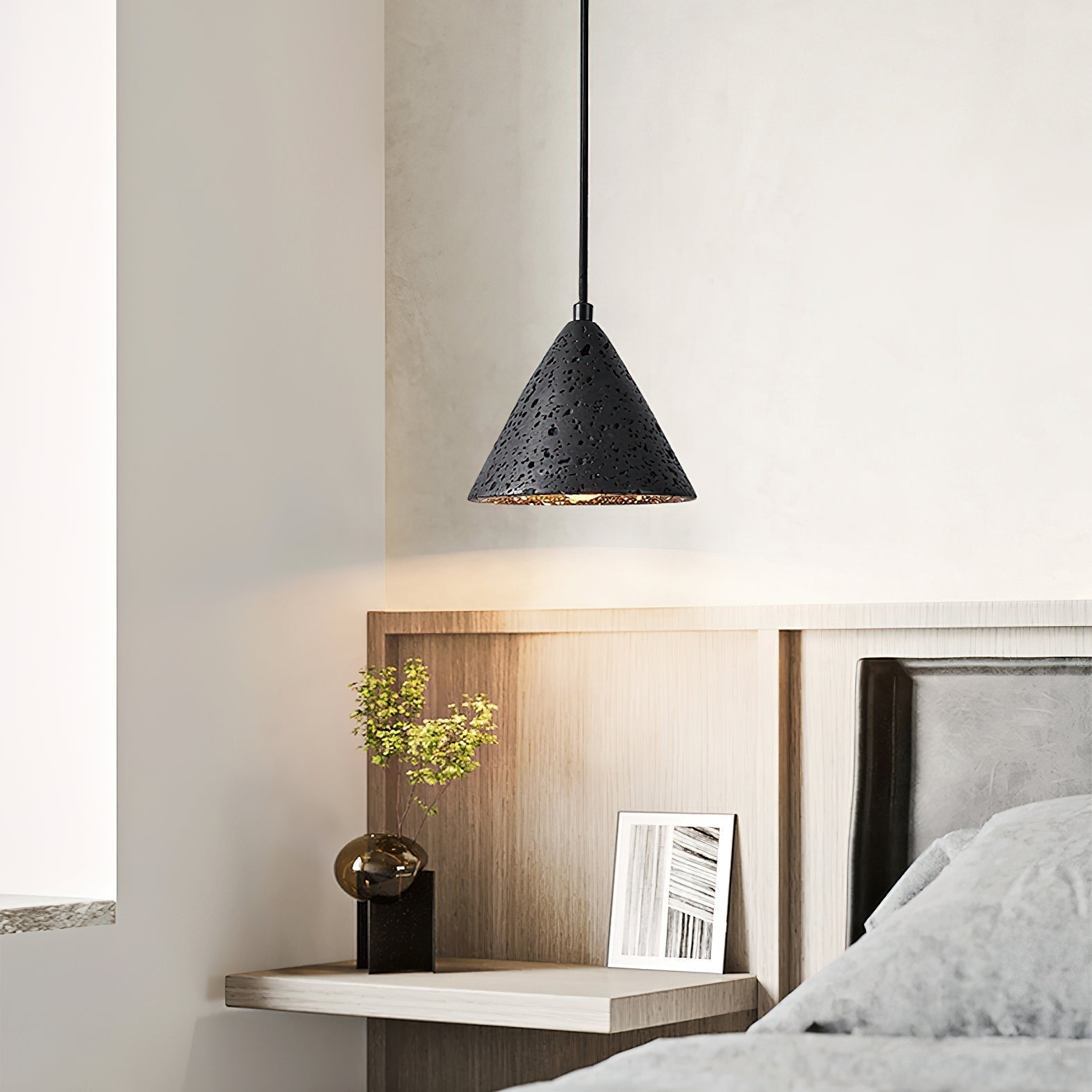 Vaelior Dome Shade Travertine Pendant Light