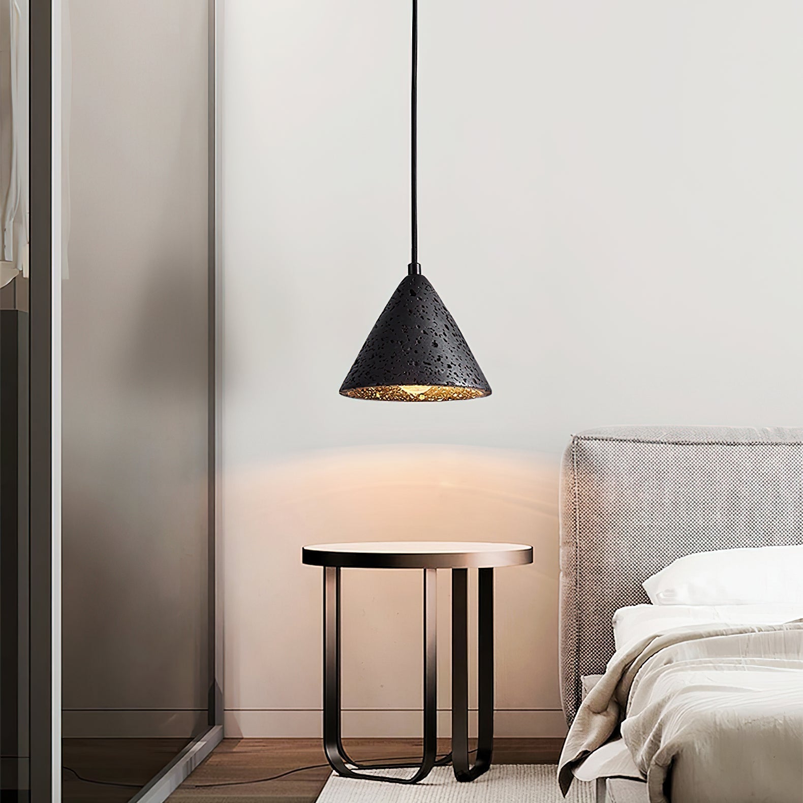 Vaelior Dome Shade Travertine Pendant Light