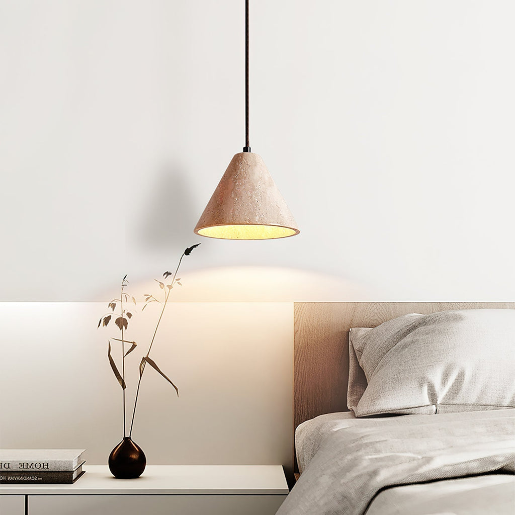Vaelior Dome Shade Travertine Pendant Light